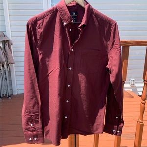 Burgundy H&M Long Sleeve Button Up Shirt